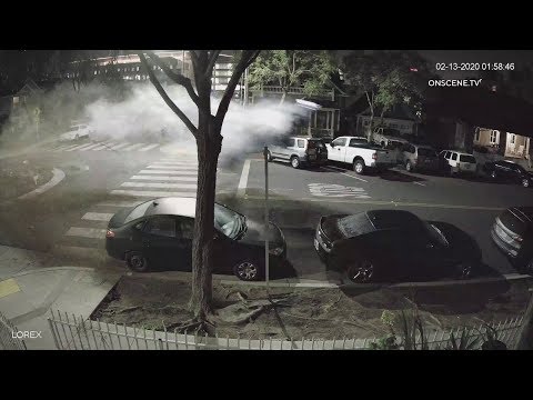 Ein betrunkener Fahrer hebt an einem Kreisverkehr ab