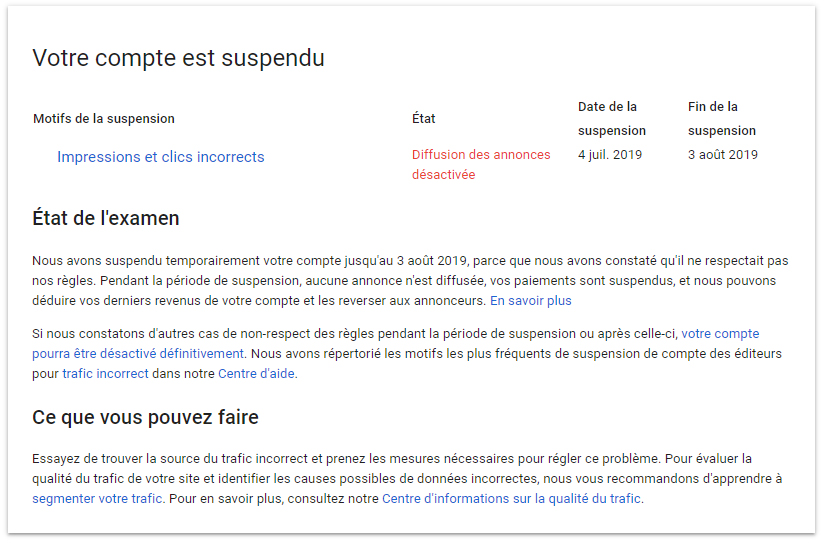 Cuenta suspendida